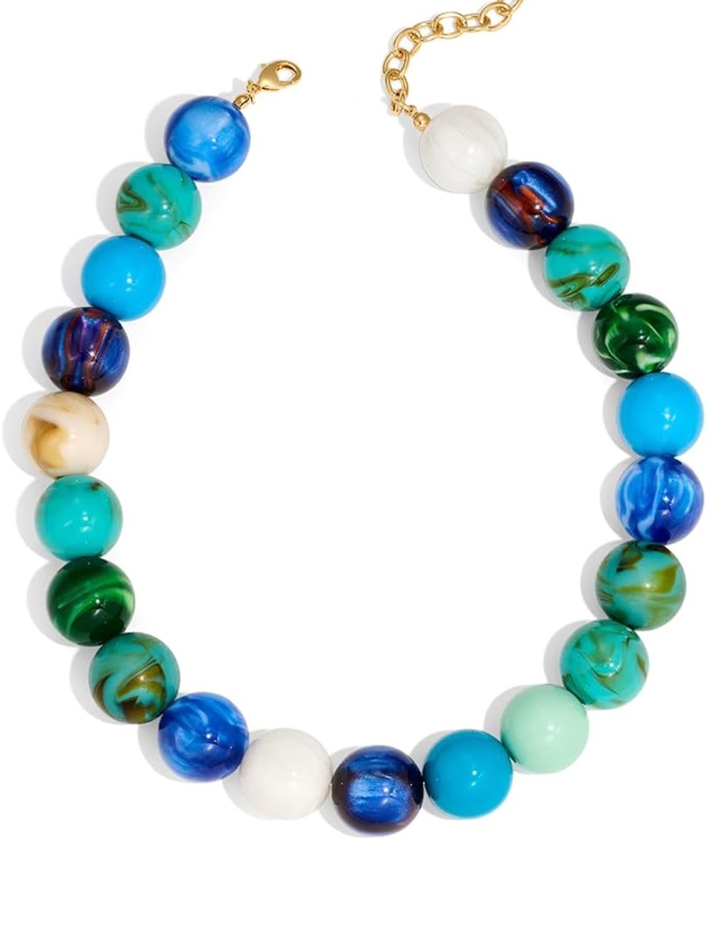 Beaded Multicolor Blue & Green Statement Necklace